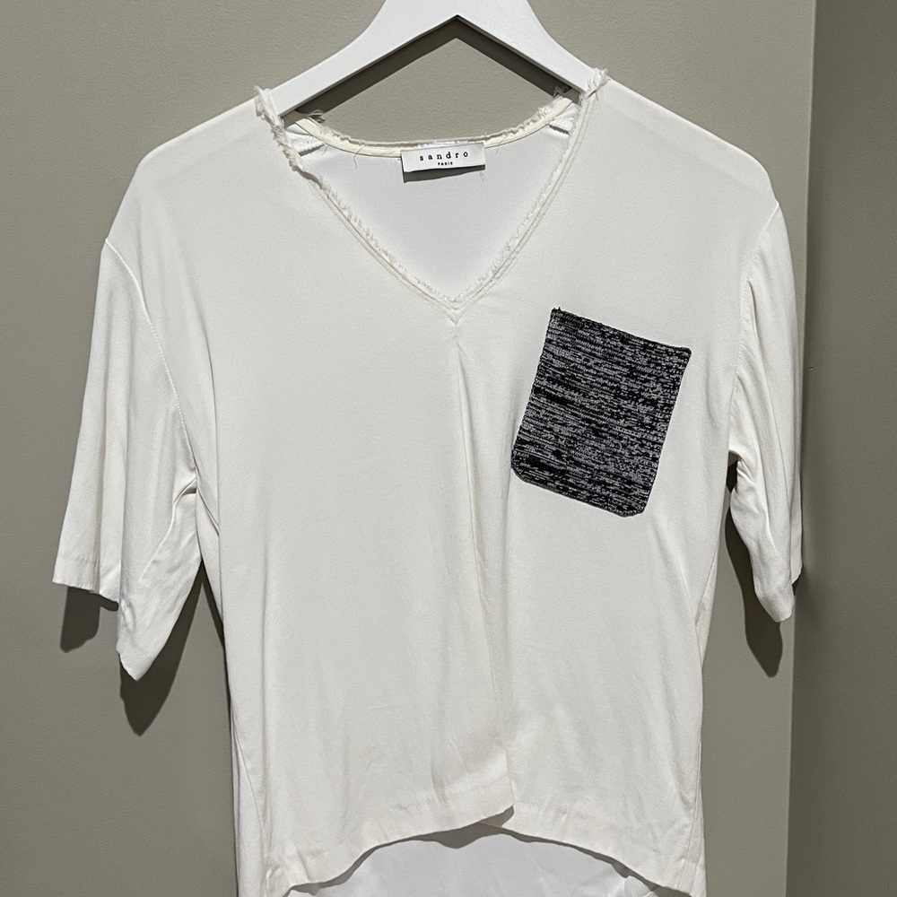 Sandro Paris white V-Neck Top